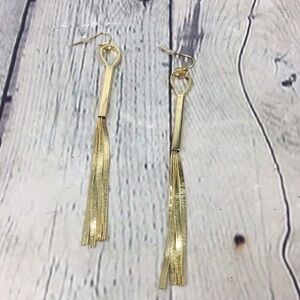 5/$25 Victorian Gold Tone Linear Dangle Earrings